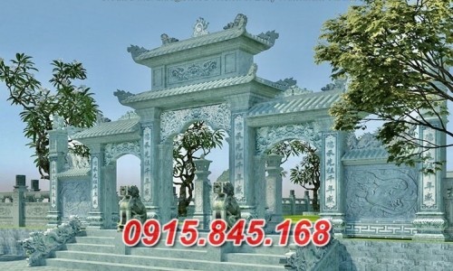 607 cổng đá lăng mộ nghĩa trang bán hải dương, trụ cột tam quan tứ trụ