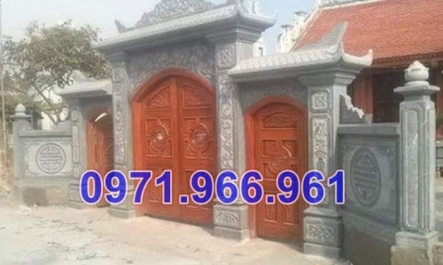mẫu cổng tứ trụ đá xanh đẹp bán an giang + cổng nhà thờ họ 4576