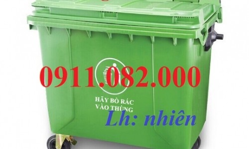  Thanh lý thùng rác nhựa giá rẻ, thùng rác 120L 240L 660L màu xanh- lh