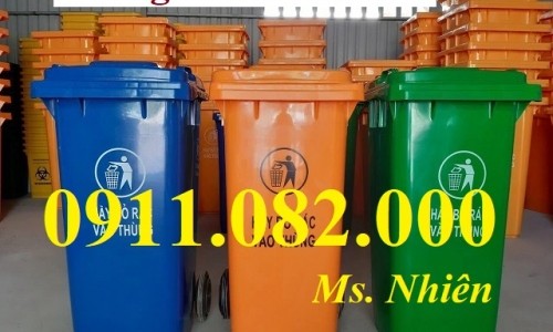 Thùng rác giá sỉ- thùng rác y tế,  120L 240L 660L màu xanh nắp kín- 09