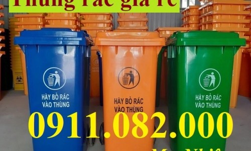  Thùng rác y tế 120l 240l màu vàng giá rẻ- thùng rác phân loại 3 ngăn 